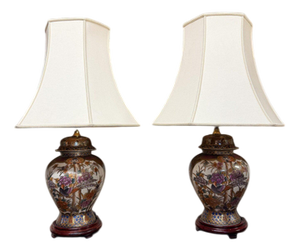 Satsuma Table Lamps with Shades, Set of 2