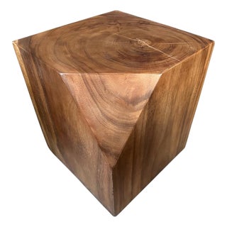 Andrianna Shamaris Faceted Wood Side Table For Sale