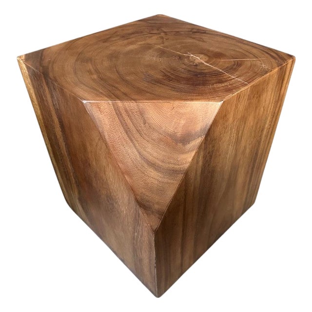 Andrianna Shamaris Faceted Wood Side Table For Sale