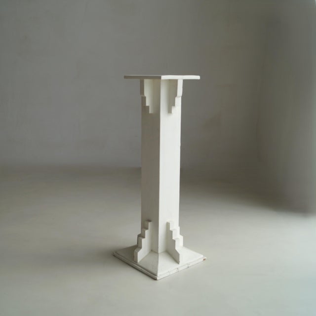 Tall Amsterdam School Pedestal in White Paint, 1920s For Sale - Image 3 of 16