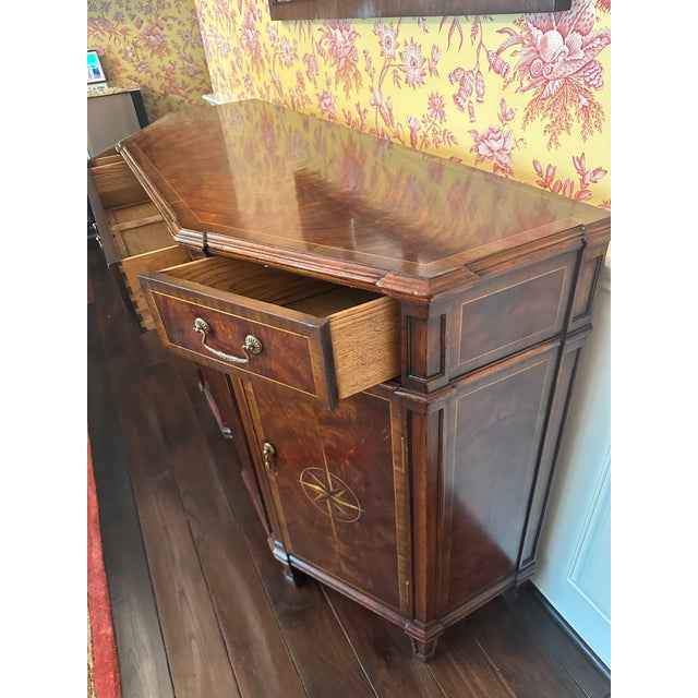 Brown Jonathan Charles Starburst Mahogany Side Cabinet For Sale - Image 8 of 11