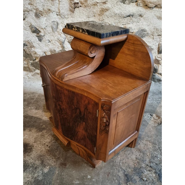 French Art Deco Bedside Cabinet with Marble Top, 1930 For Sale - Image 10 of 18