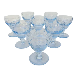 Early 20th Century Pale Blue Art Deco Cordial Glasses- Set of 8