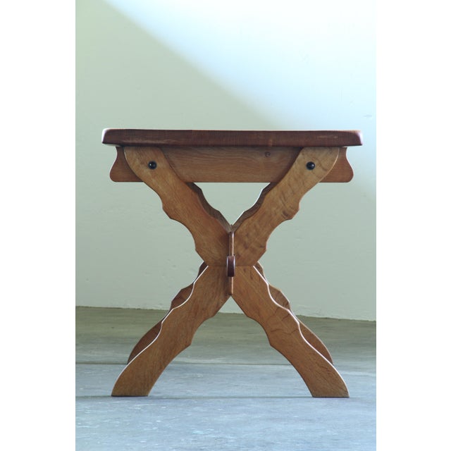 Small Vintage Brutalist Oak Writing Desk, Denmark, 1960s For Sale - Image 6 of 17
