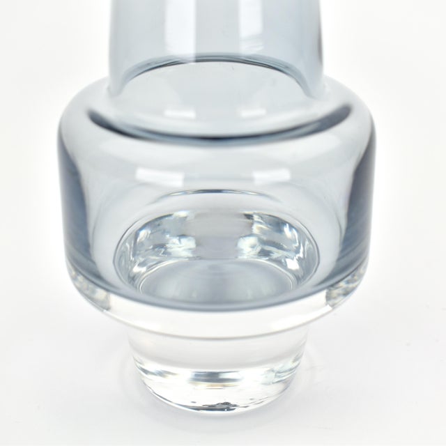 Mid 20th Century 1960s Swedish Sea Glassbruk Rocket Vase by Inge Samuelsson | Atomic Age Space Vintage Mid Century Scandinavian Modern Ice Blue Grey Sommerso For Sale - Image 5 of 8