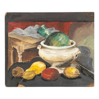 Still Life Composition, 20th Century, Oil Painting on Cardboard For Sale