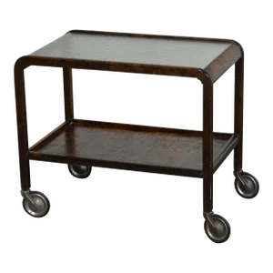 Art Deco Swedish Flame Birch Bar Cart Trolley