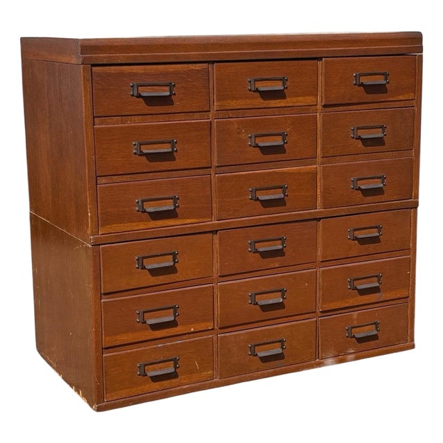 Large Edwardian Oak Filing Drawers For Sale