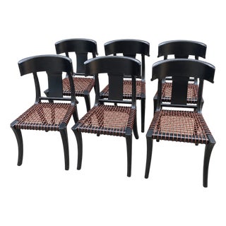 Modern Klismos Ebony Dining Chairs - Set of 6 For Sale
