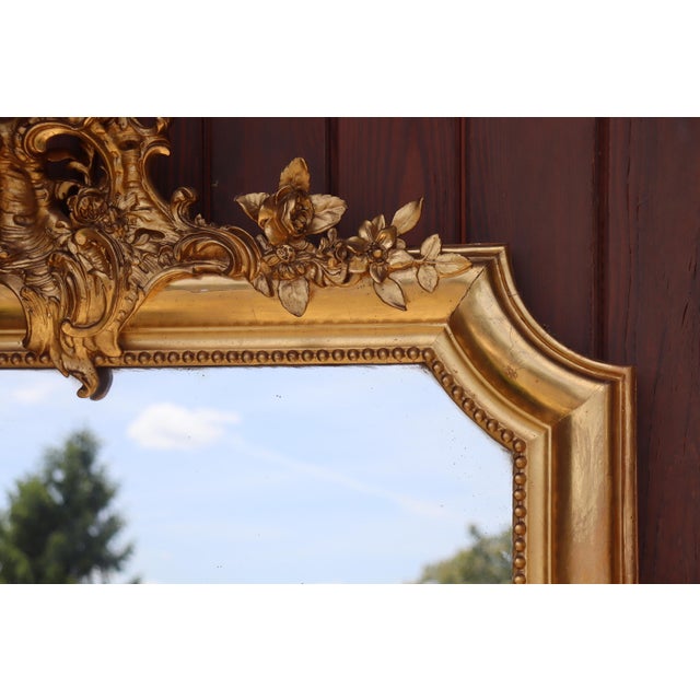 Large Louis XV Style Gilded Mirror, 1900 For Sale - Image 9 of 11