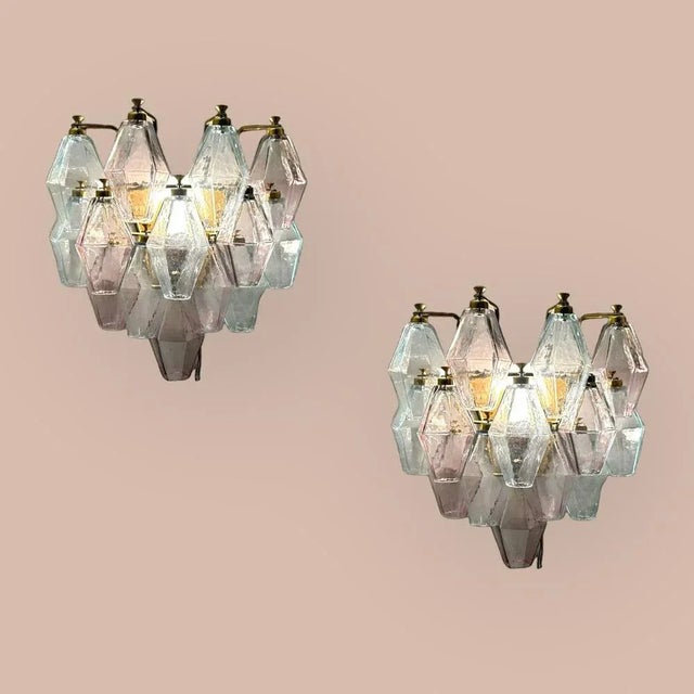 Murano Glass Polygon Sconces, 1980s, Set of 2 For Sale - Image 3 of 7
