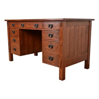 Stickley Mission Oak Arts & Crafts Executive Desk For Sale