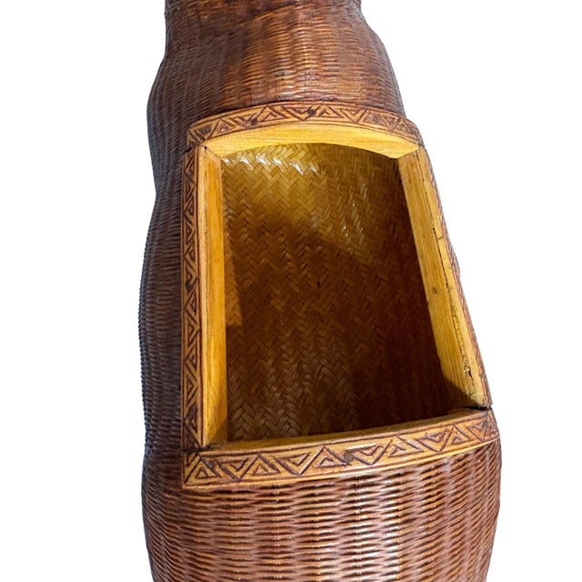 Vintage Shanghai Handicrafts Woven Rattan Moose Sculpture With Hidden Storage, Mid-Century Chinese Export Art For Sale In Dallas - Image 6 of 12