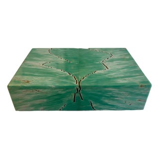 Vintage Amazonite Jewelry Box with Sterling Silver Hinges, 1950 For Sale