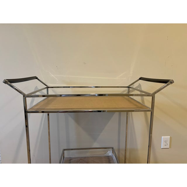 Naya Polished Chrome Bar Cart With Smoke Acrylic Shelves For Sale In Charlotte - Image 6 of 18