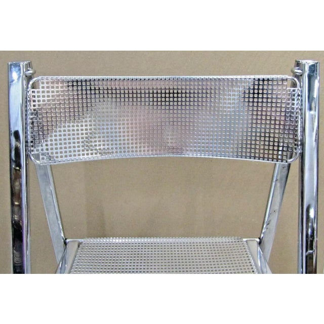 Matching Pair of Perforated Chrome Tamara Folding Chairs From Arrben, Italy 1970s For Sale - Image 9 of 12