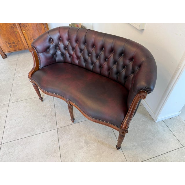 Brown Chesterfield Two Seater Club Sofa in Oxblood by Kultmöbel, 2000s For Sale - Image 8 of 9