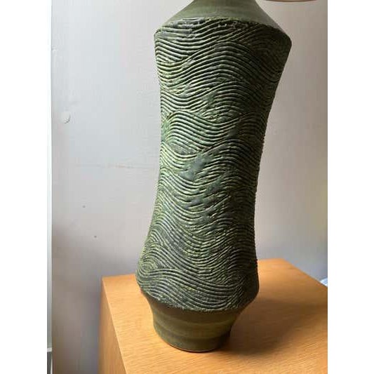 Mid-Century Modern 1980s Lee Rosen Mid-Century Ceramic Green Glaze Table Lamp For Sale - Image 3 of 12