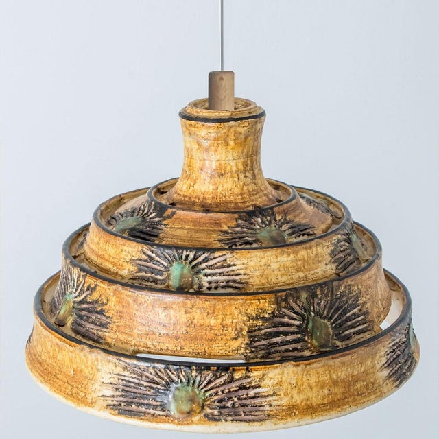 Danish Yellow Ceramic Pendant Light, 1970 For Sale - Image 14 of 18