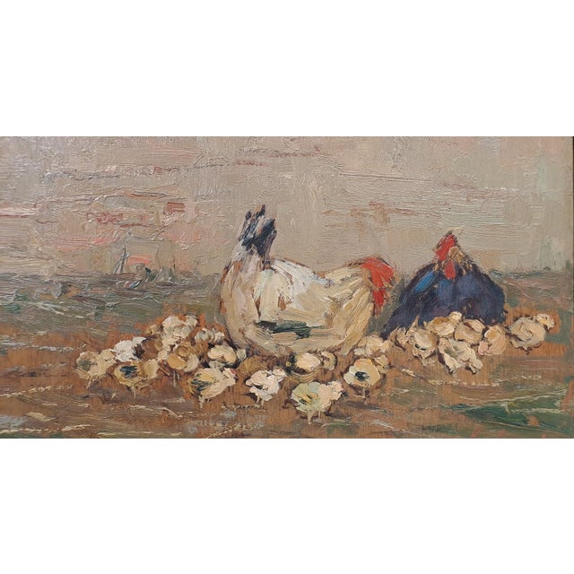 Giovanni Lomi, Rural Scene with Hens and Chicks, 1920s, Oil on Canvas, Framed For Sale - Image 7 of 10