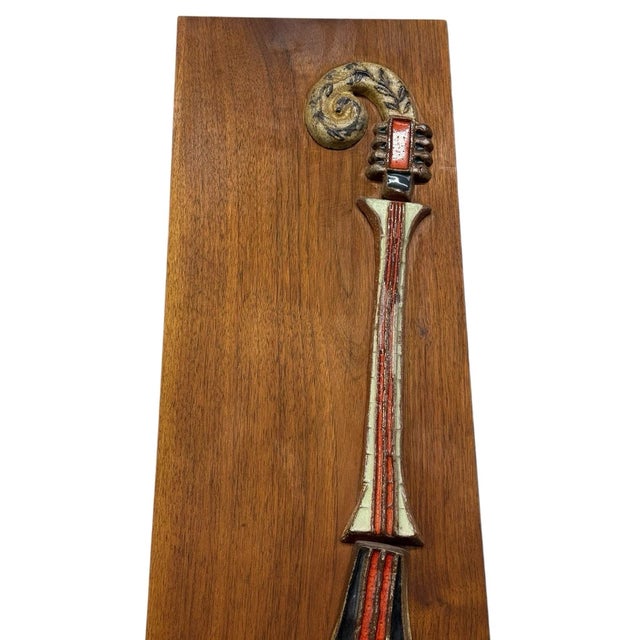 Mid-Century Modern Harris G. Strong Porcelain Tile Wall Art Guitar Hanging For Sale - Image 4 of 5