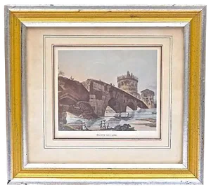 Antique Roman Bridge Ruins Engraving