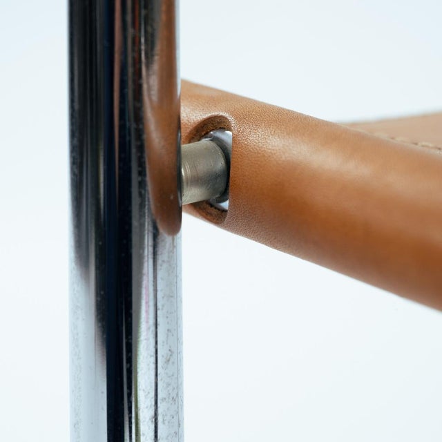 Mid-Century Modern Metal Cantilever in Cognac Brown Leather, 1970s, Set of 4 For Sale - Image 11 of 18