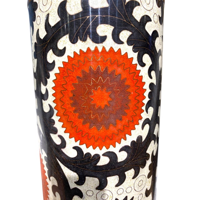 Late 20th Century Fabienne Jouvin Paris Cloisonne Jar French Chinoiserie Large Canister Decor For Sale - Image 5 of 13