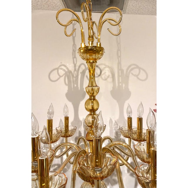 Italian Myran Allan Luxury Lighting Italian Amber Glass Chandelier For Sale - Image 3 of 7