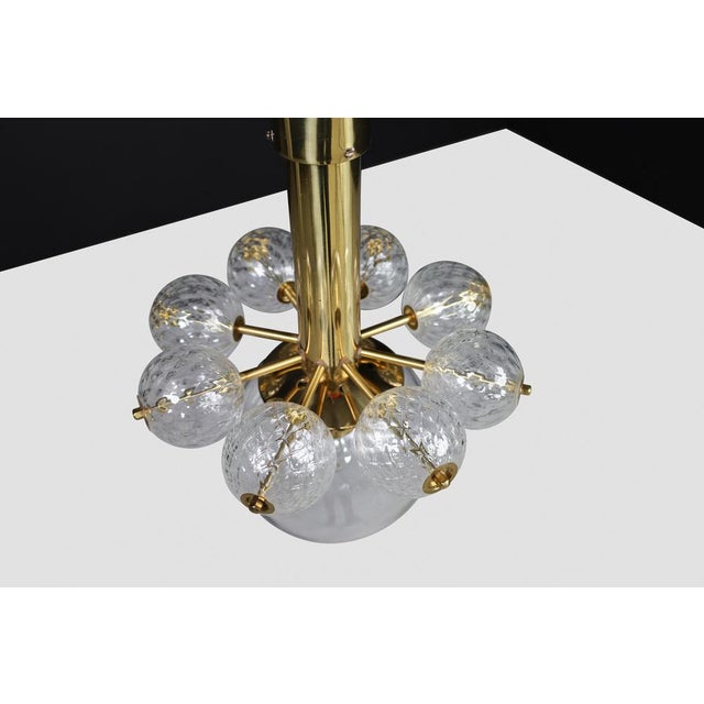Mid-20th Century Chandelier with Brass Fixture and Hand-Blown Glass Globes, 1960s For Sale - Image 10 of 11