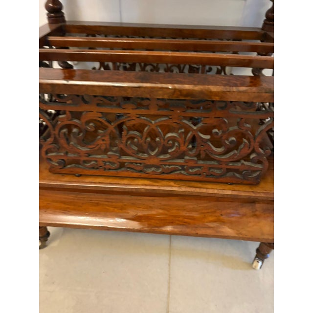 Antique Victorian Burr Walnut Canterbury Magazine Rack, 1860 For Sale - Image 4 of 13