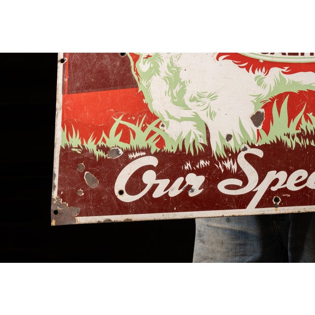 Metal Vintage Ruchti Bros Beef SSP Advertising Sign For Sale - Image 7 of 8