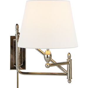 Thomas O'Brien for Visual Comfort Signature Paulo Small Bracket Light in Polished Nickel with Linen Shade