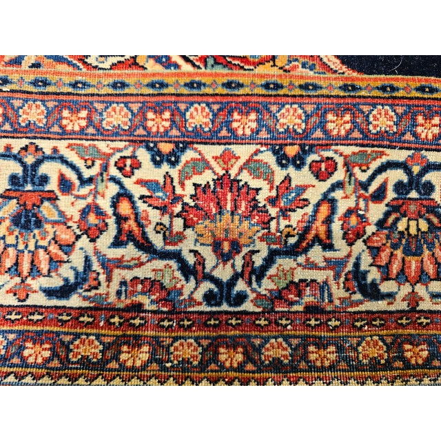 Vintage Persian Kashan Rug, Hand-Knotted Wool, Open Field Pattern, Navy & Ivory, 3x5 For Sale - Image 14 of 16