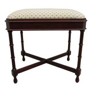 Faux Bamboo Upholstered Stool or Bench Seat For Sale