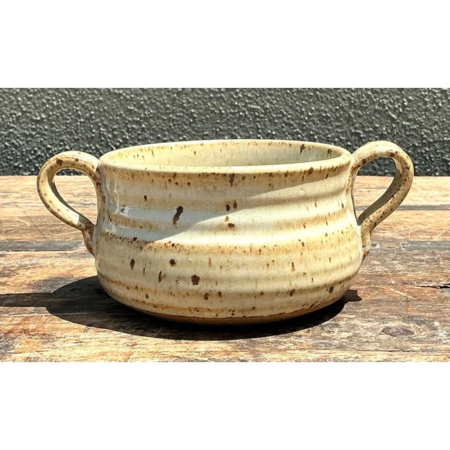 Vintage Original Studio Pottery Two Handle Bowl For Sale - Image 10 of 12