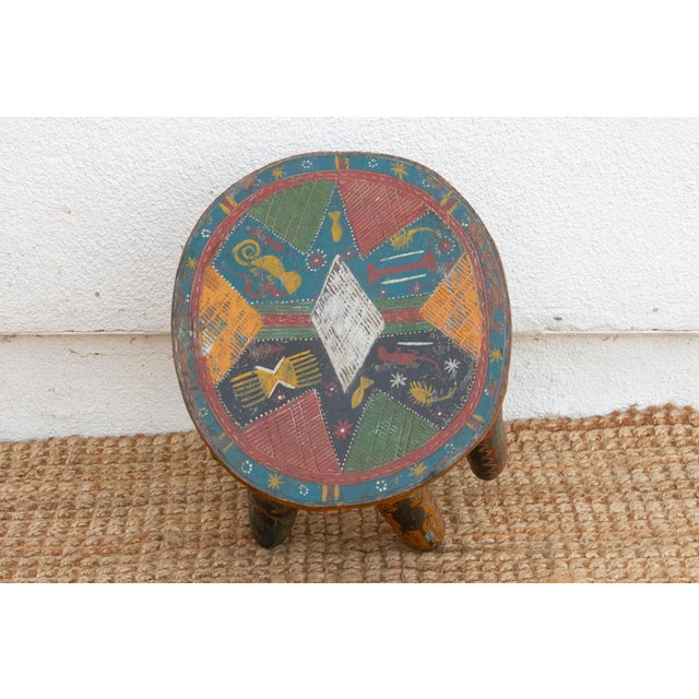 1950s Antique African Nupe Painted Table For Sale - Image 5 of 6