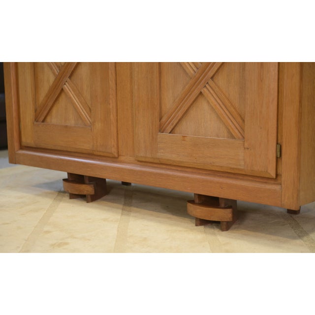 Wood Light Oak Wardrobe with Geometric Lattice Pattern, 1940s For Sale - Image 7 of 15