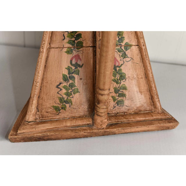 Brown Vintage Celtic Irish Table Harp Carved Painted With Floral Decoration For Sale - Image 8 of 15