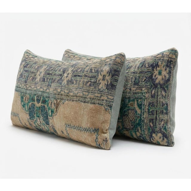 Mid-Century Modern Bohemian Turkish Bedding Rug Pillow Cover 16'' X 47'' - Set of Two For Sale - Image 3 of 4