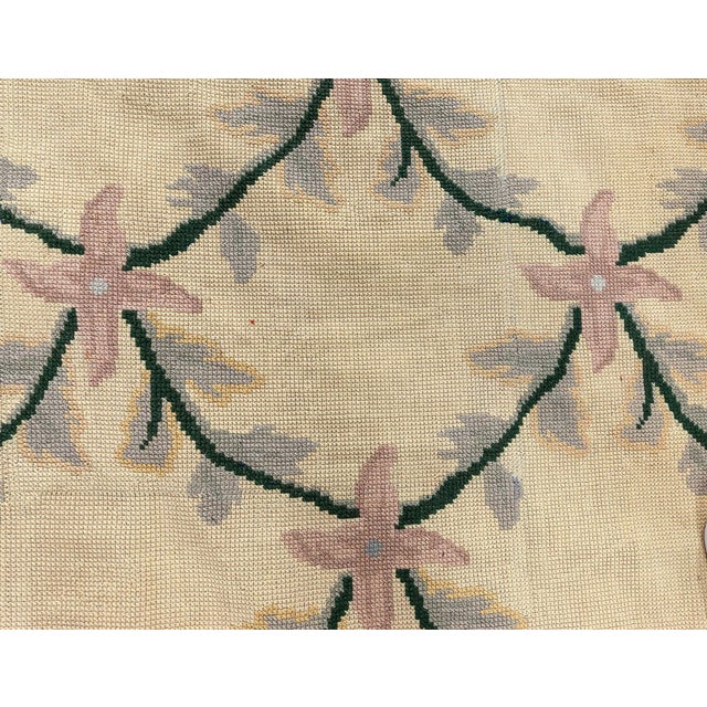 Beige One-of-a-kind Vintage Portuguese Needlepoint Carpet For Sale - Image 8 of 10