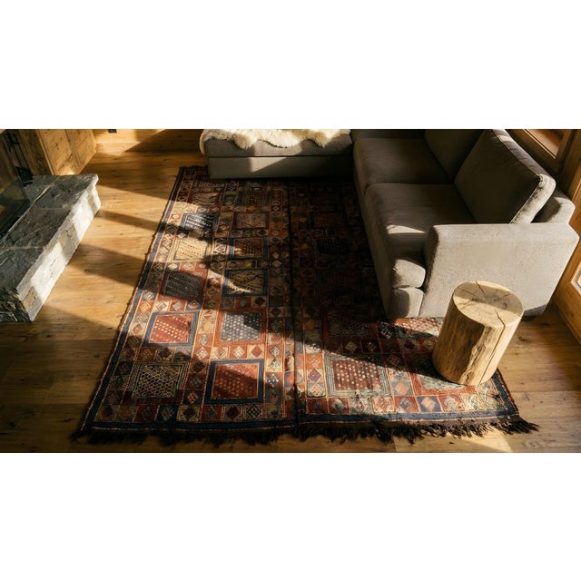 1880s Multi Geometric Rustic Antique Caucasian Verneh Flat-Weave Carpet 5'6" X 7'10" Wool Rug For Sale - Image 13 of 15