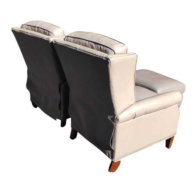 Animal Skin Elevate Your Living Space With This Exquisite Pair of Recliners & Matching Ottoman For Sale - Image 7 of 12