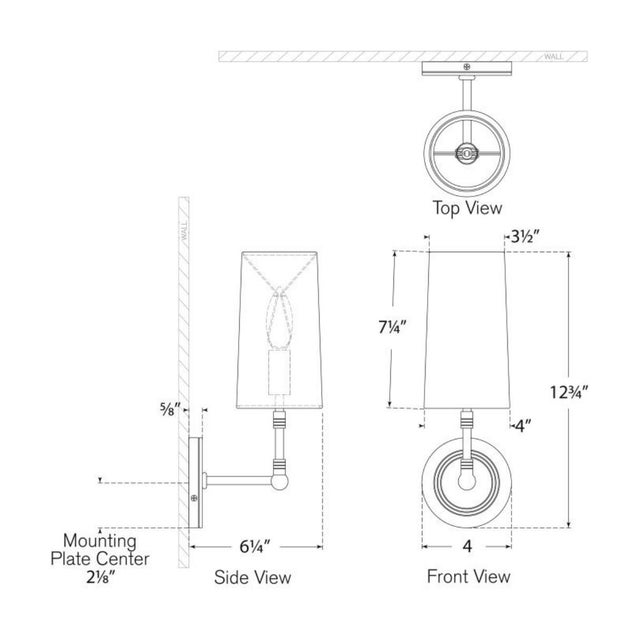 Ziyi Sconce in Polished Nickel with Linen Shade Designer: Thomas O'Brien Finish: Polished Nickel Height: 13.50" Width:...