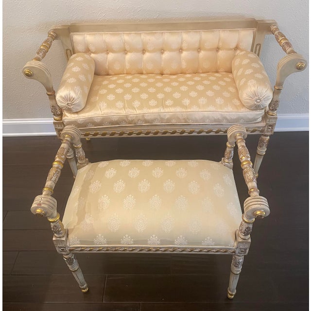 Late 20th Century Vintage Hollywood Regency French-Style Gilded Bench For Sale - Image 12 of 12