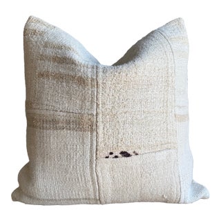 Vintage Turkish Hemp Rug Pillow 21" X 21" With Down Insert For Sale