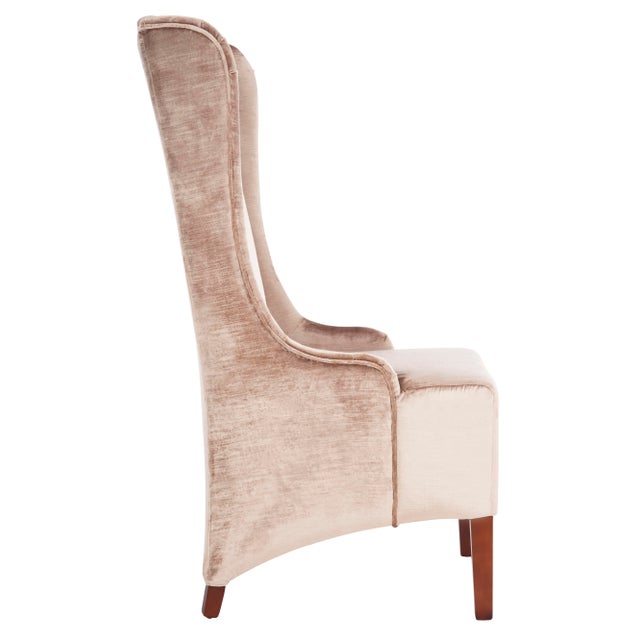 Modern 20''H Velvet Dining Chair, Dark Champagne & Cherry Mahogany For Sale - Image 3 of 11