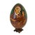 Burgundy Hand Painted Lacquered Wood Egg of Mother of God Virgin Mary & Jesus on Stand For Sale - Image 8 of 13