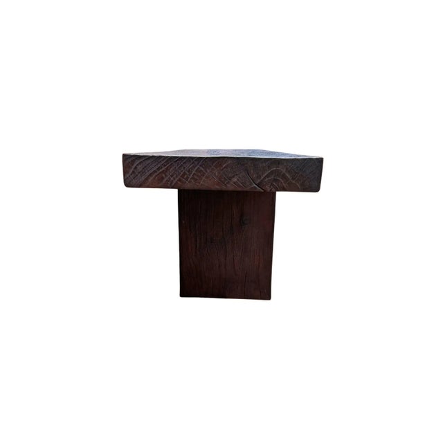 Wood Sculptural Teak Wood Bench Modern Organic, Stunning Textures, Espresso Finish For Sale - Image 7 of 9