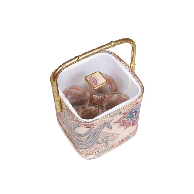Mid-Century Modern Terri Roese “Cymbaline Cameo” Ice Bucket & Glasses, 5pcs For Sale - Image 3 of 10